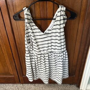 Gilli Black and White Striped Maternity Tank Top